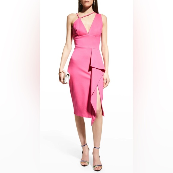 Lavish‎ Alice x Nordstrom Pink Asymmetrical Midi Dress - Size 12 NWT Barbie Prom - Picture 1 of 12